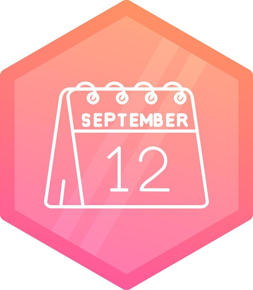 12th of September Gradient polygon Icon vector