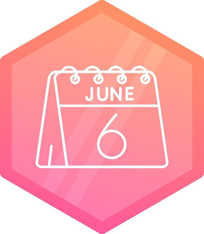 6th of June Gradient polygon Icon vector