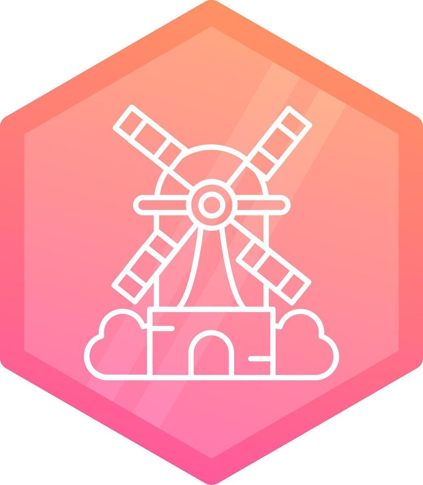 Windmill Gradient polygon Icon vector