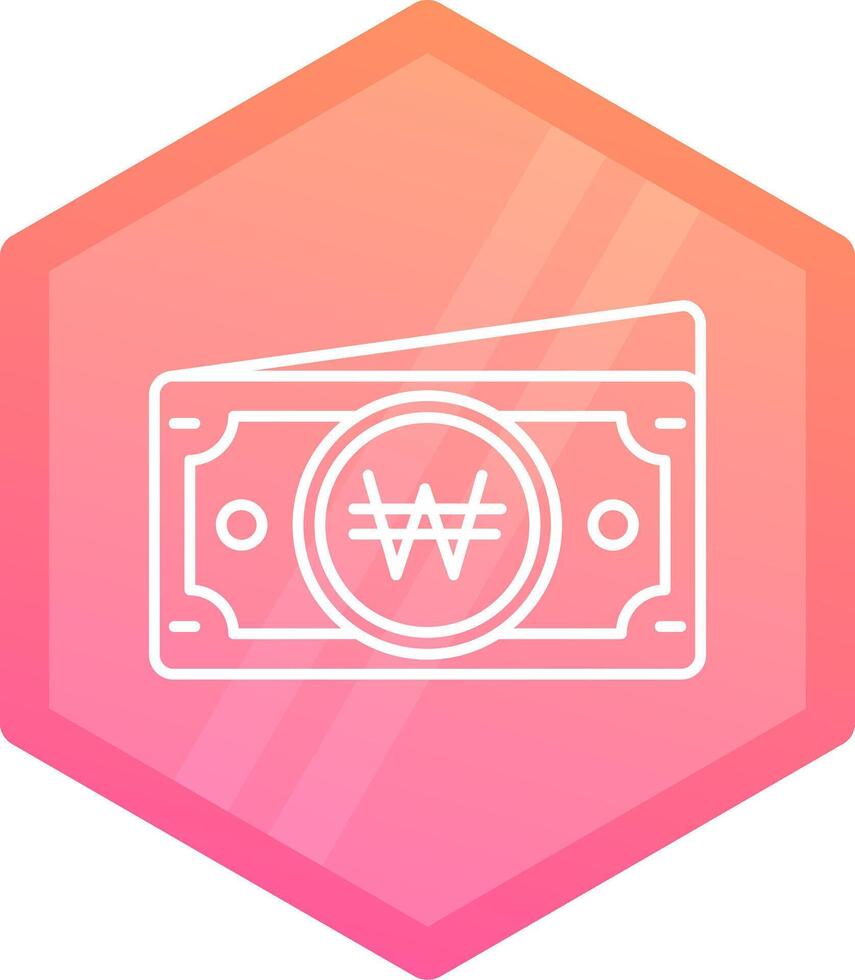 Won Gradient polygon Icon vector