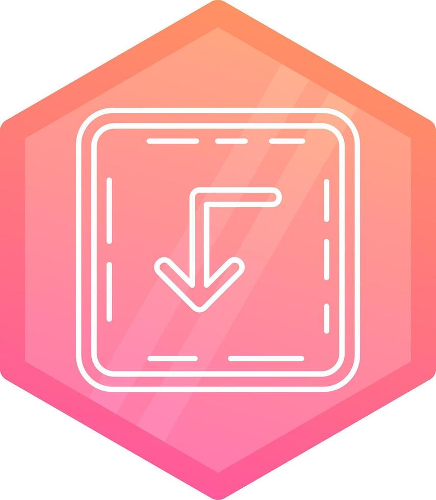 Turn down Gradient polygon Icon vector