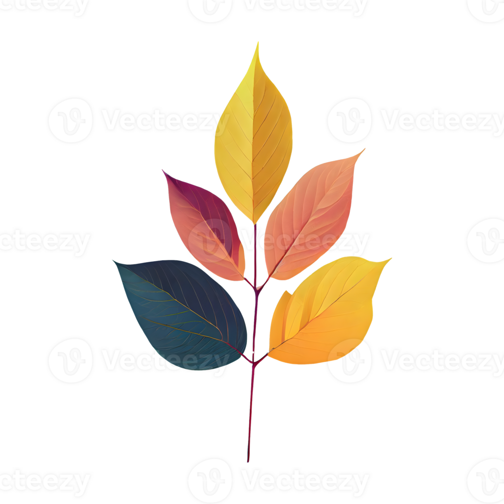 AI generated Leaves color change isolated on transparent background png
