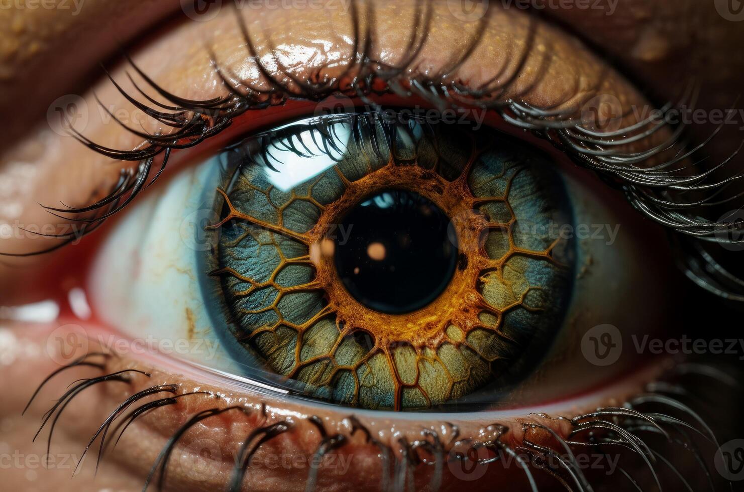 AI generated Intriguing Macro hazel eye. Generate Ai photo