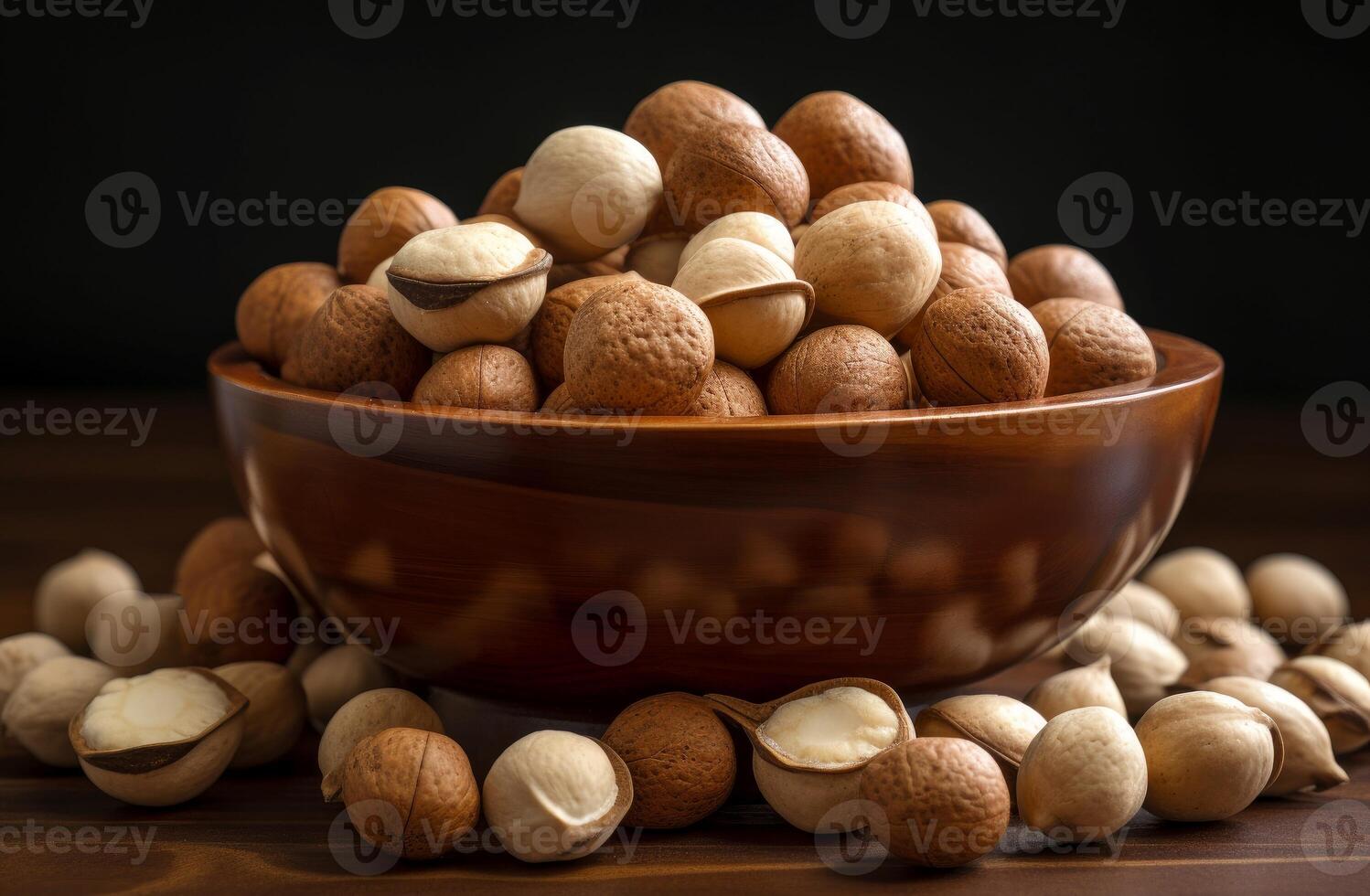 AI generated Buttery Macadamia nuts. Generate Ai photo