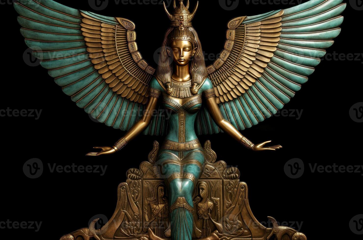 AI generated Powerful Maat ancient goddess. Generate Ai photo