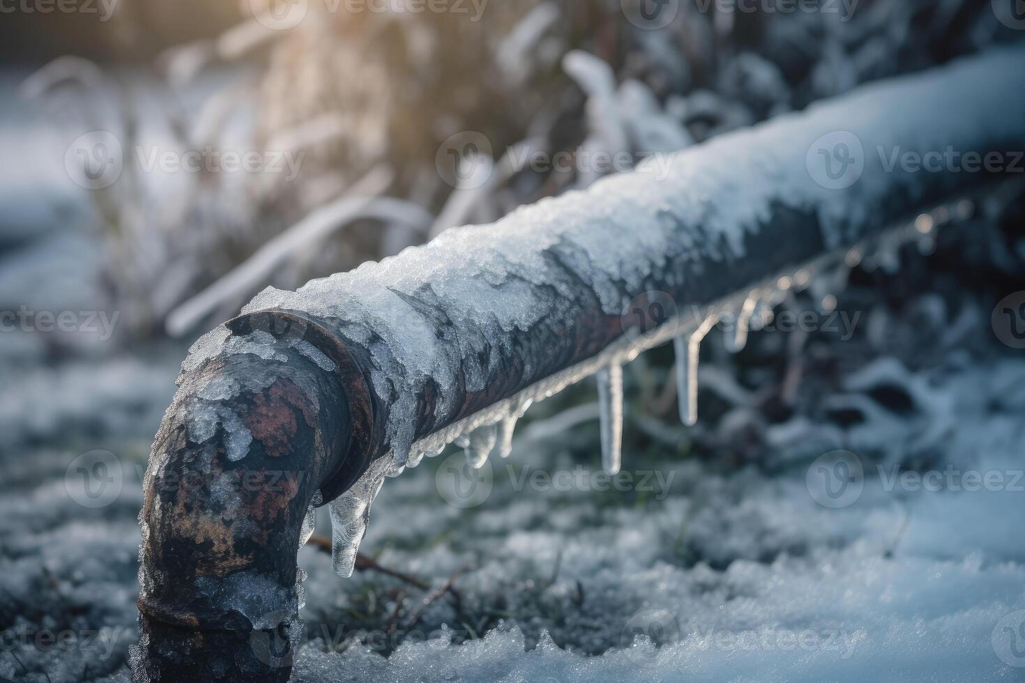 AI generated Frozen water pipe. Generate Ai photo