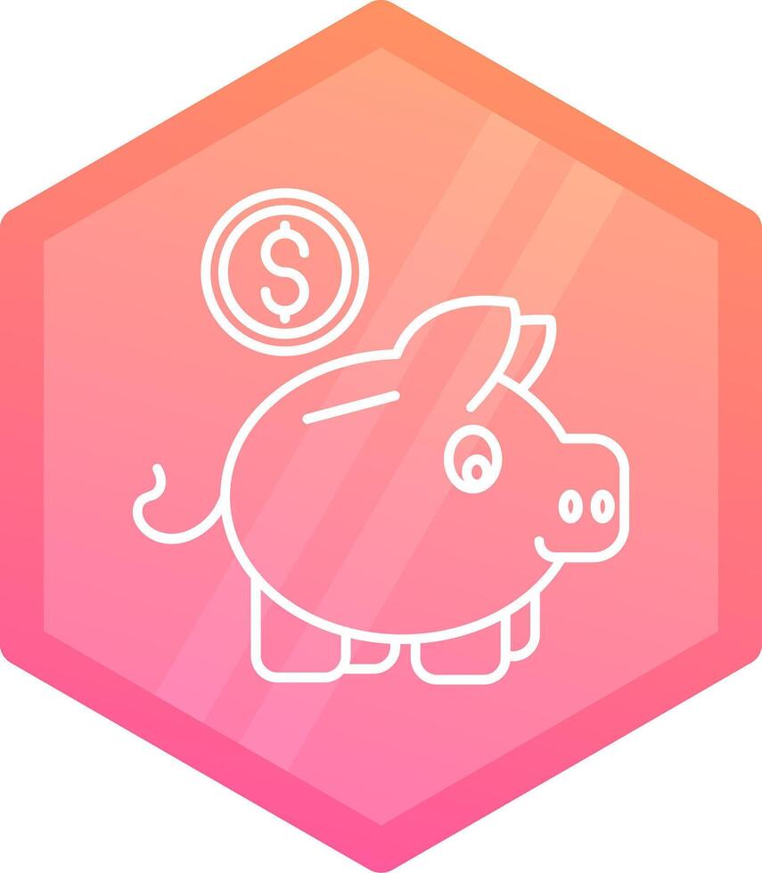 cerdito banco degradado polígono icono vector