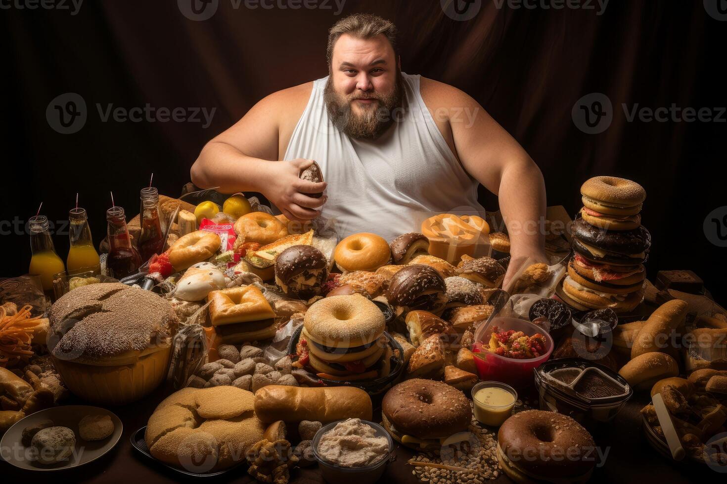 AI generated Disciplined Man overcoming junk food. Generate Ai photo