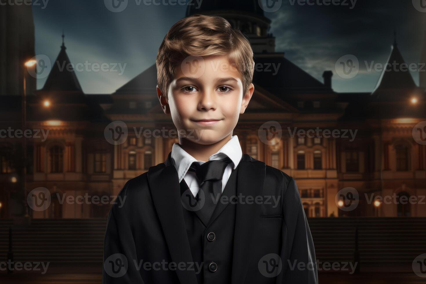 AI generated Judge child boy courthouse. Generate AI photo