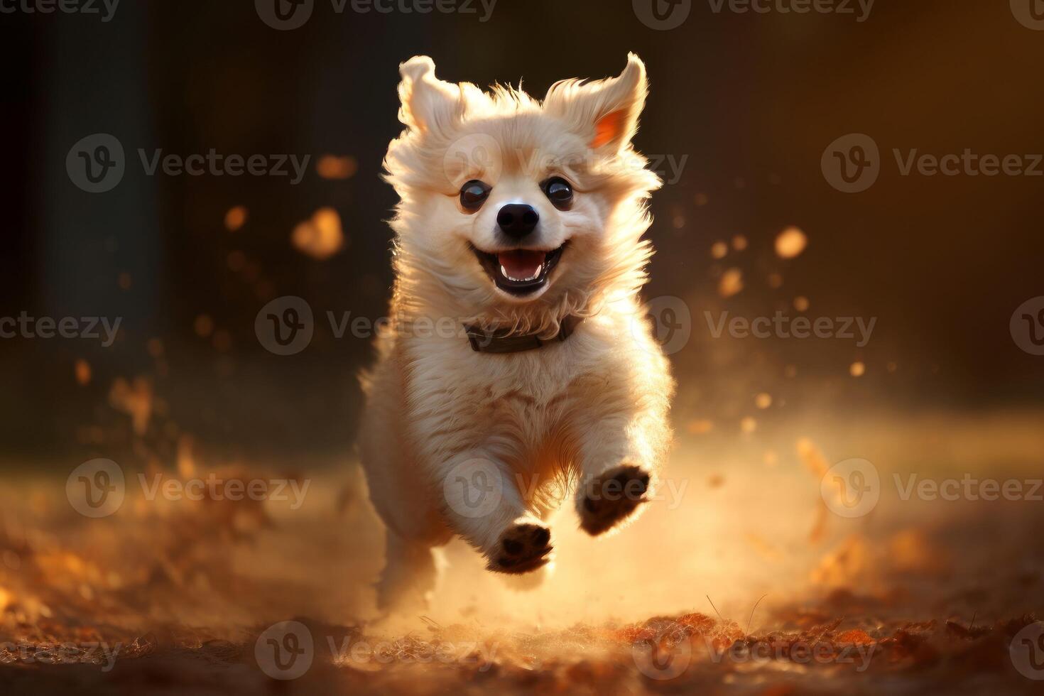 ai generado alegre pequeño perro correr. generar ai foto
