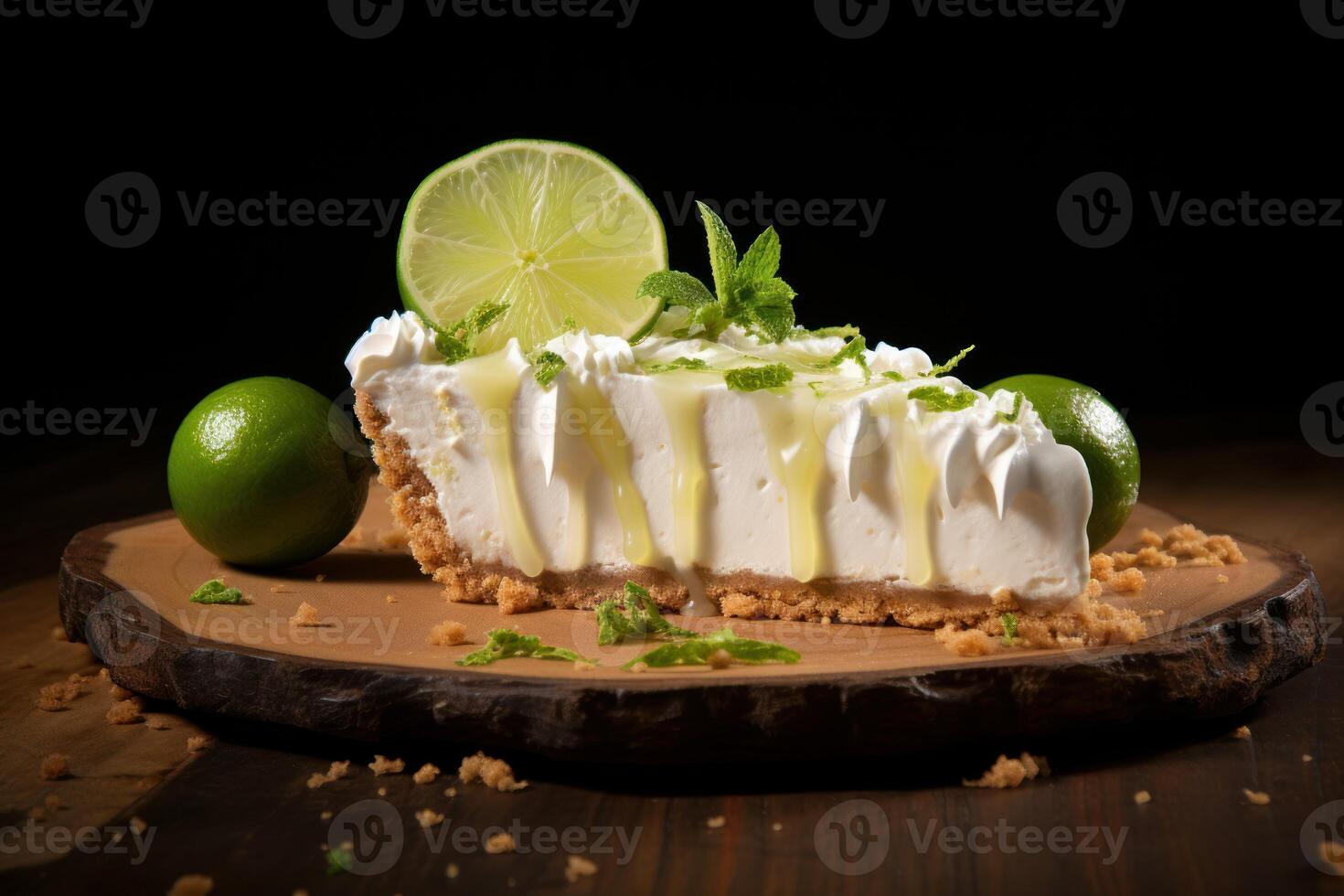 AI generated Luscious Lime pie slice. Generate Ai photo