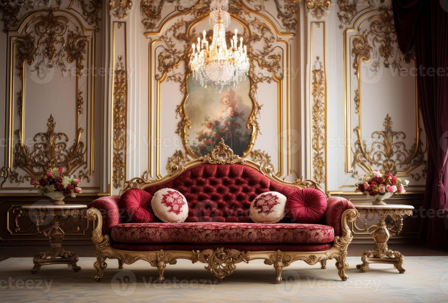 AI generated Elegant Luxury room antique. Generate Ai photo