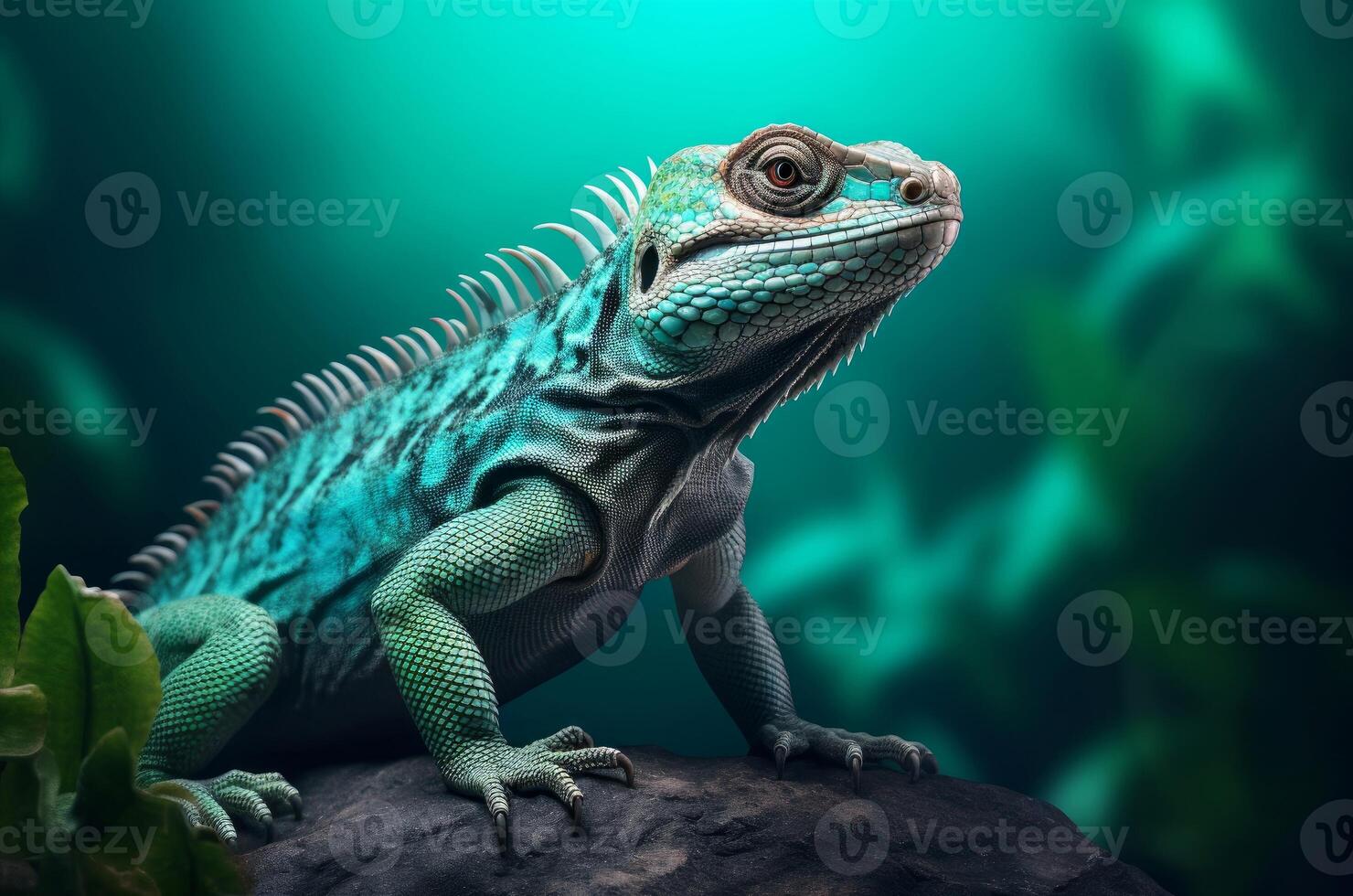 AI generated Arresting Lizard view colorful background. Generate Ai photo