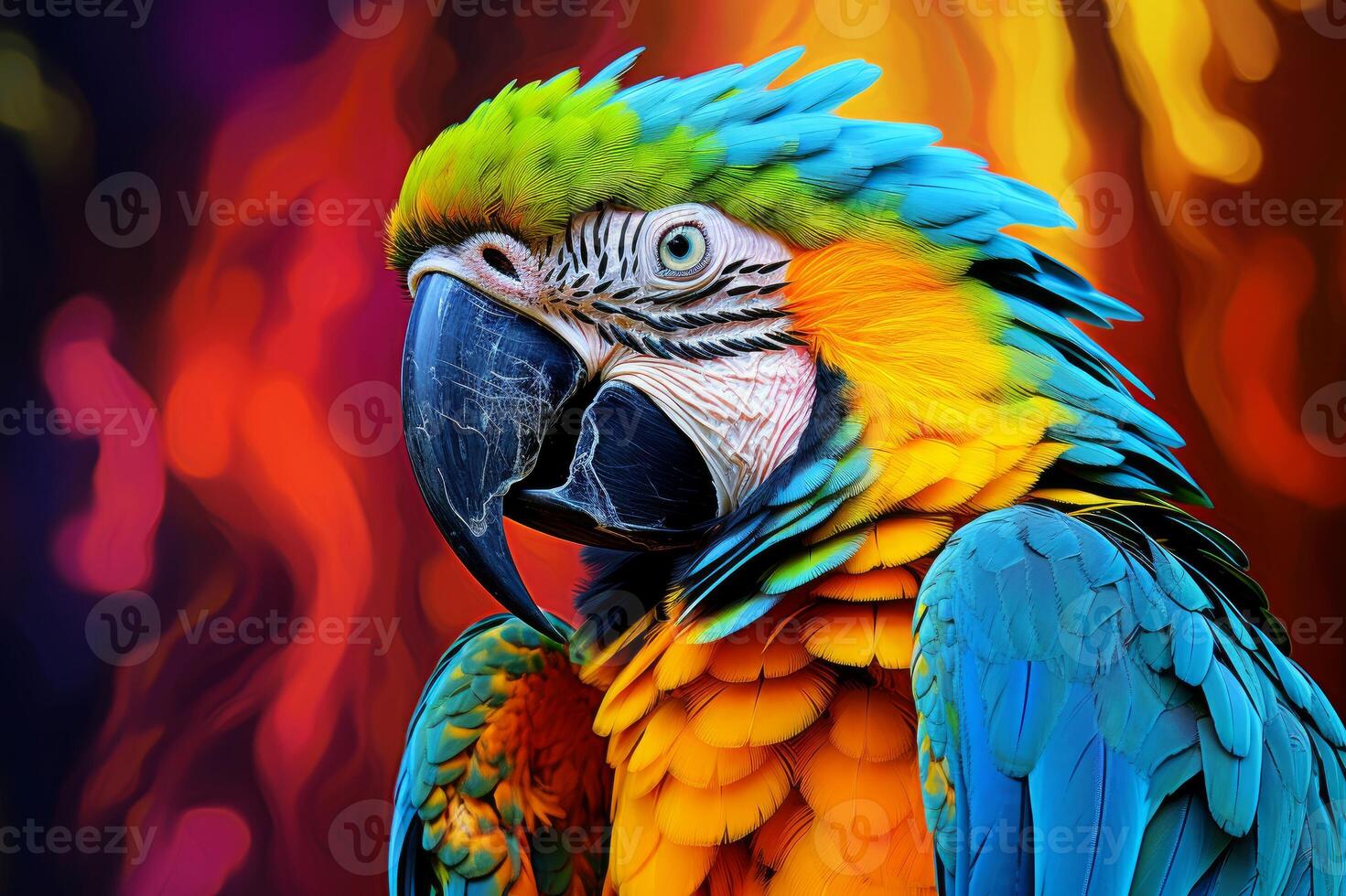 AI generated Social Macaw parrot colorful. Generate Ai photo