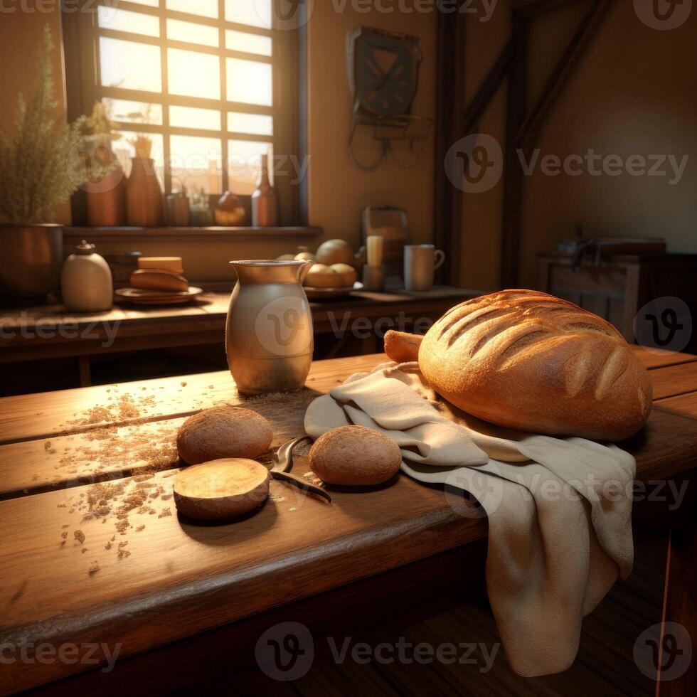 AI generated Homemade Loaf bakery bread. Generate AI photo