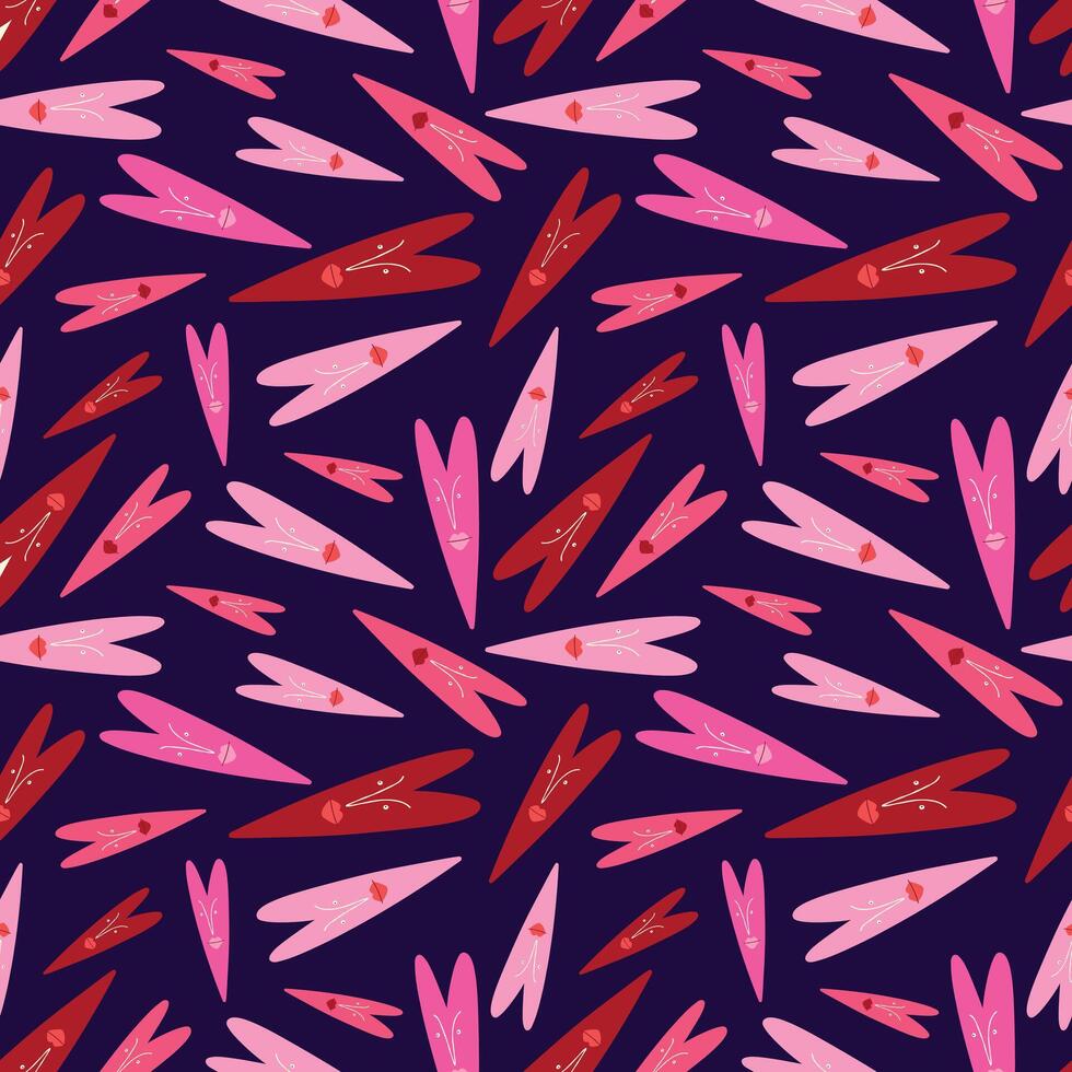 Purple pattern with red hearts for Valentine's Day and Halloween holidays vector
