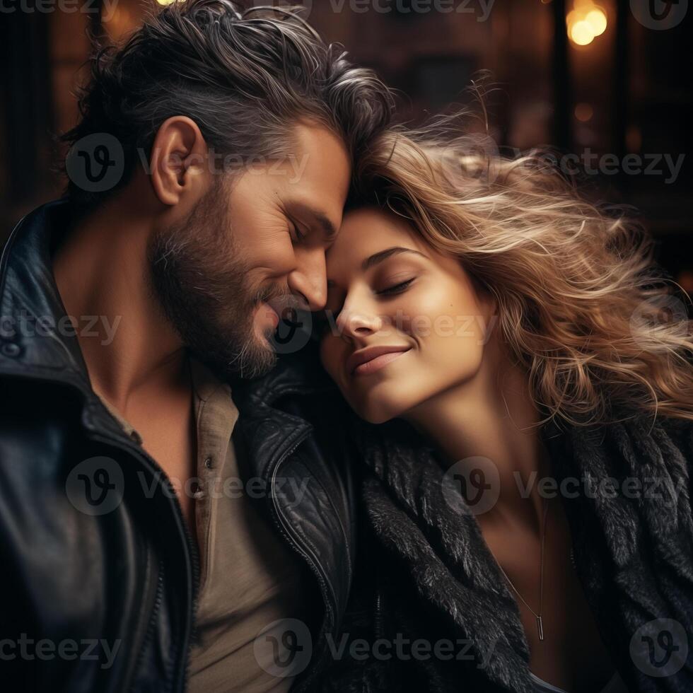 AI generated Beautiful loving couple is spending time together on a date. Valentine's Day concept photo