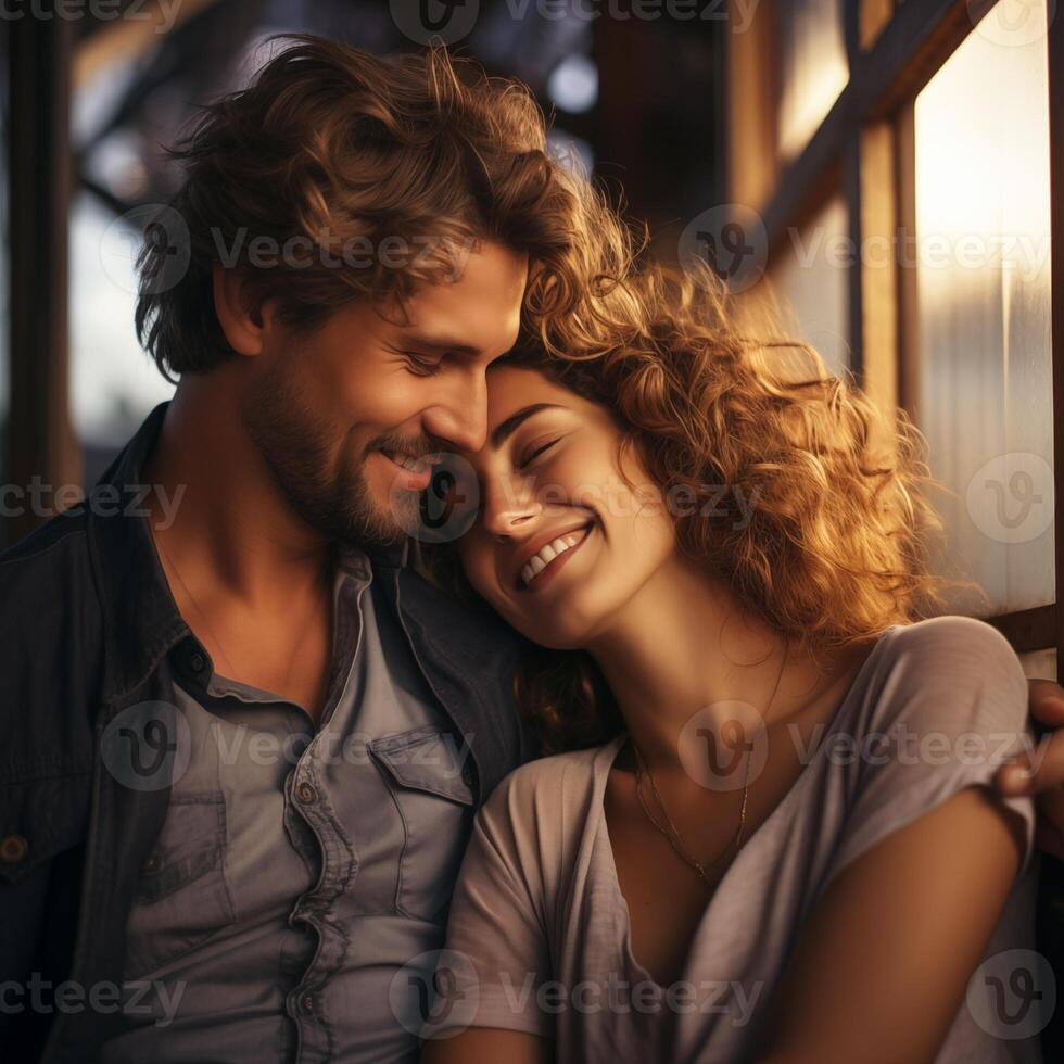AI generated Beautiful loving couple is spending time together on a date. Valentine's Day concept photo