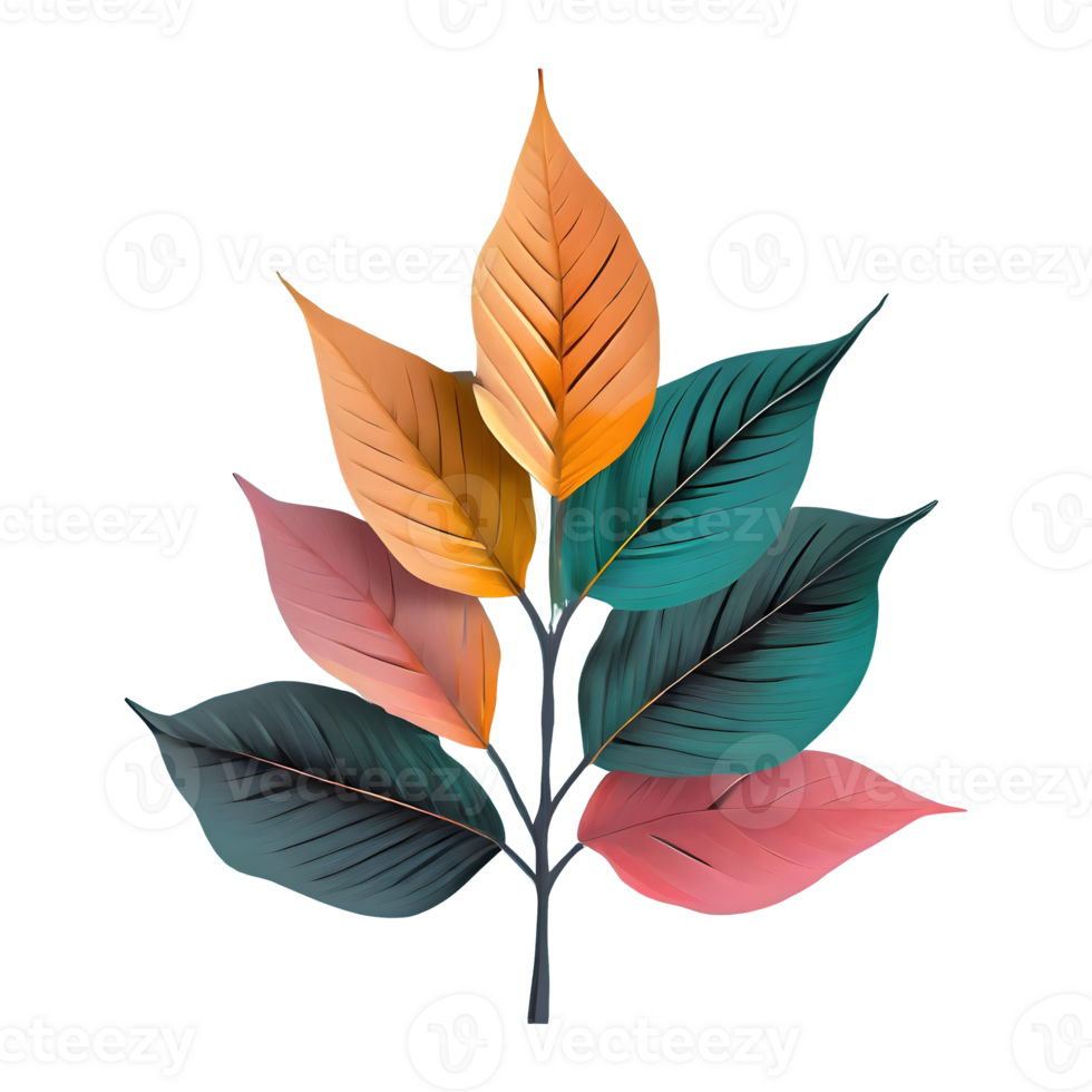 AI generated Leaves color change isolated on transparent background png
