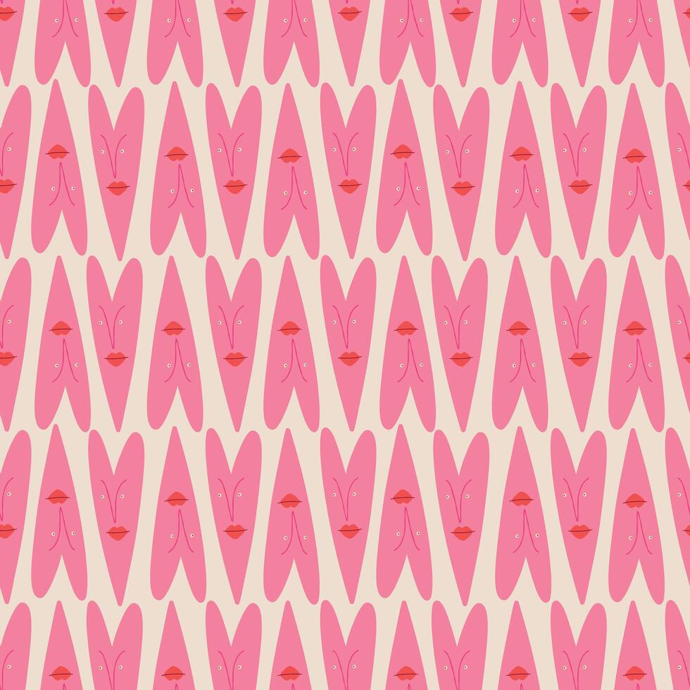 Valentine's Day pattern with pink strange hearts vector
