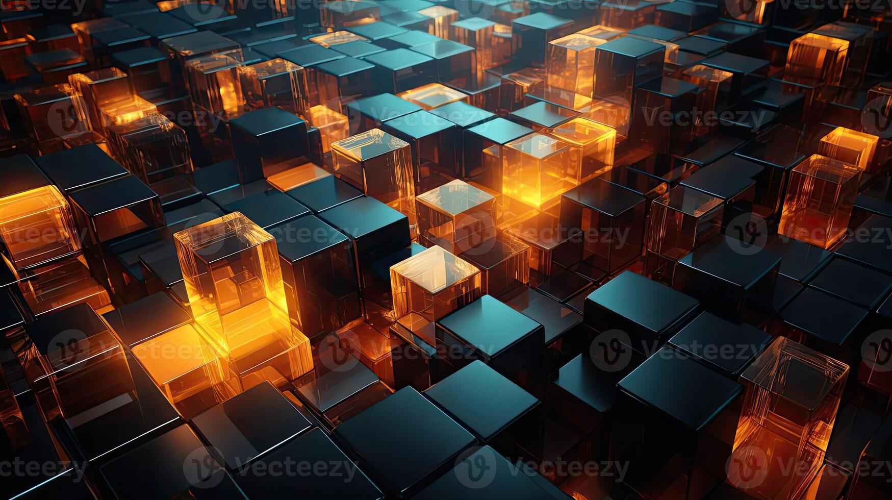 AI generated modern dark 3d random abstract object with cinematic color for background, AI Generated photo