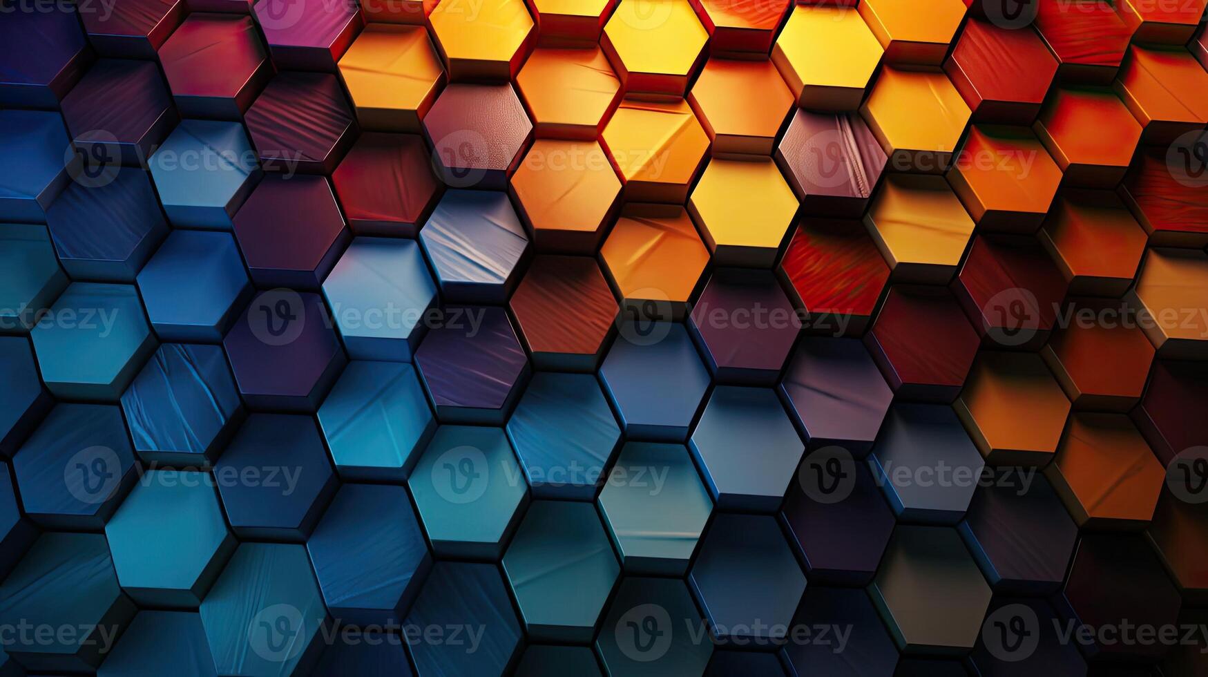 AI generated modern symmetrical hexagon arrangement with gradient color for wallpaper , AI Generated photo