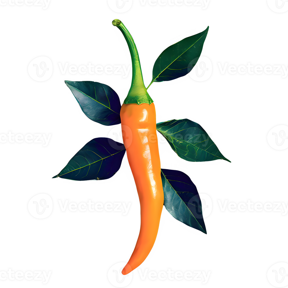 AI generated Ripe chilli with leaves isolated on transparent background png