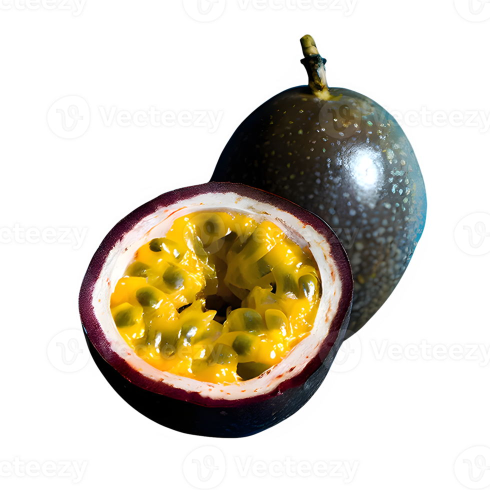 ai gegenereerd dichtbij omhoog Aan rijp passie fruit geïsoleerd Aan transparant achtergrond png