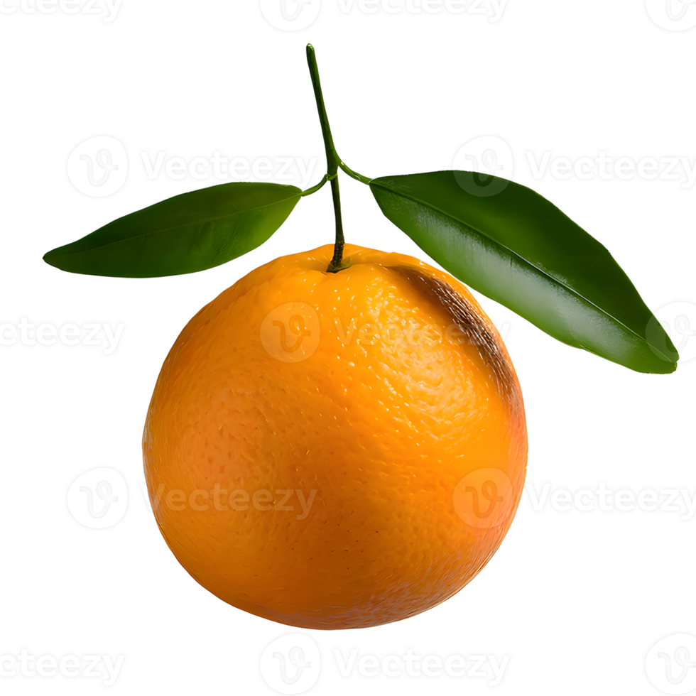 AI generated Fresh orange with leaves isolated on transparent background png