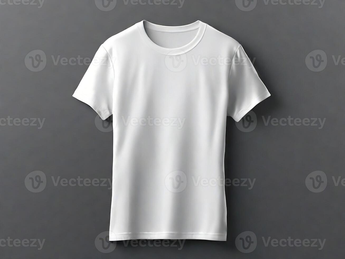 AI generated Blank white tshirt mockup on black background front view photo