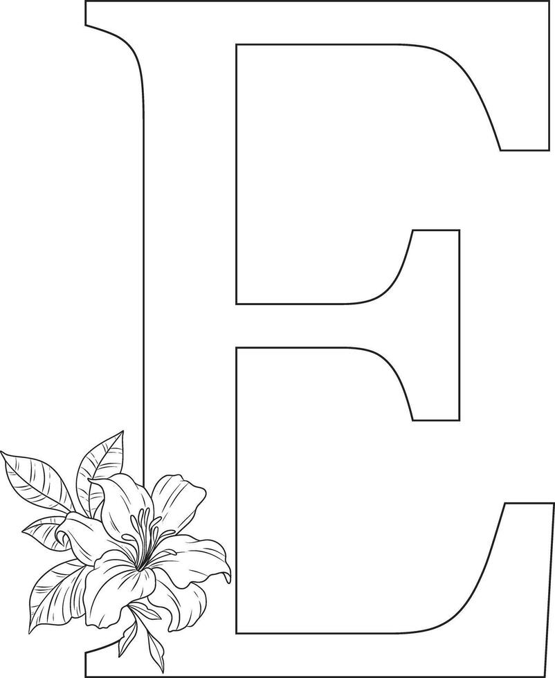 floral alfabeto letra mi con mano dibujado flores y hojas para Boda invitación saludo tarjeta vector