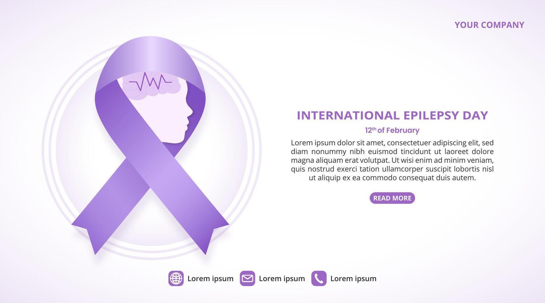 International Epilepsy Day background with a purple ribbon and face vector