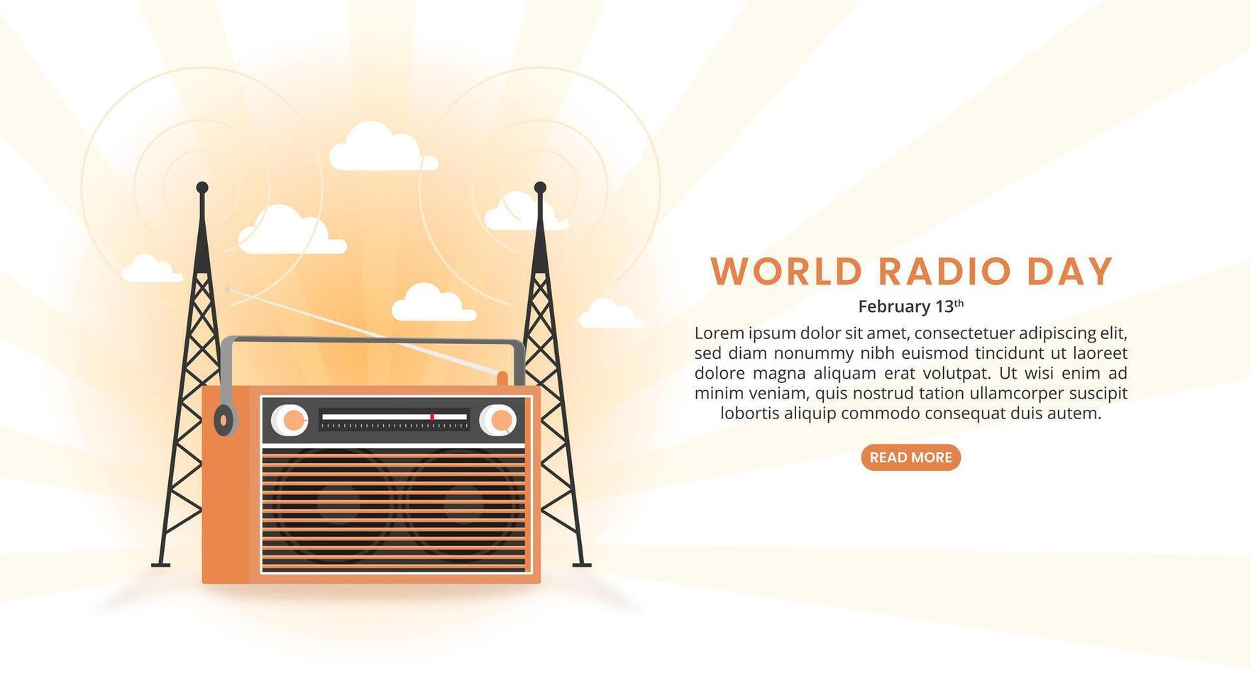 World Radio Day background with an old orange radio vector