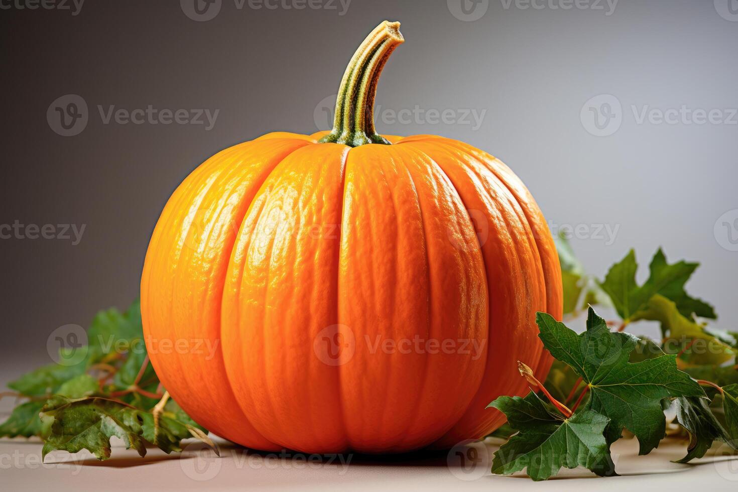 AI generated Orange pumpkin on a gray background photo