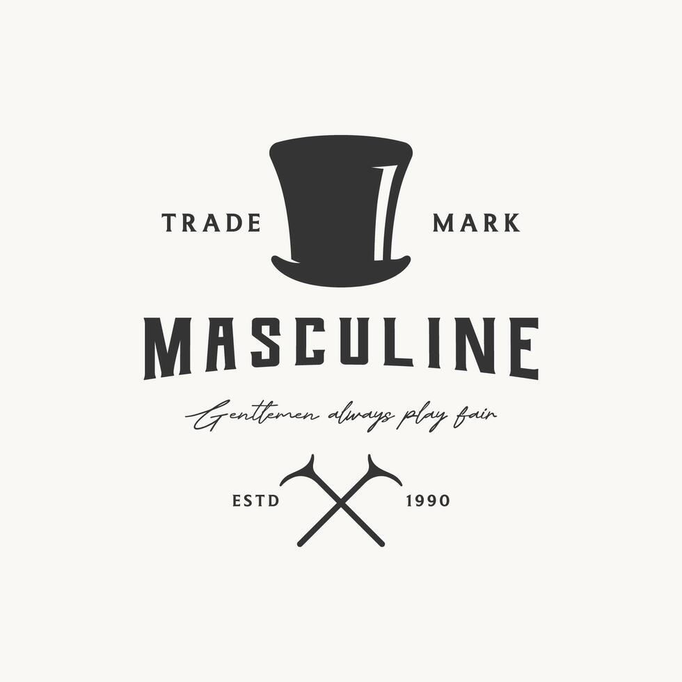 Vintage style masculine gentlemen logo template design.Logo for labels, clothing and men. vector