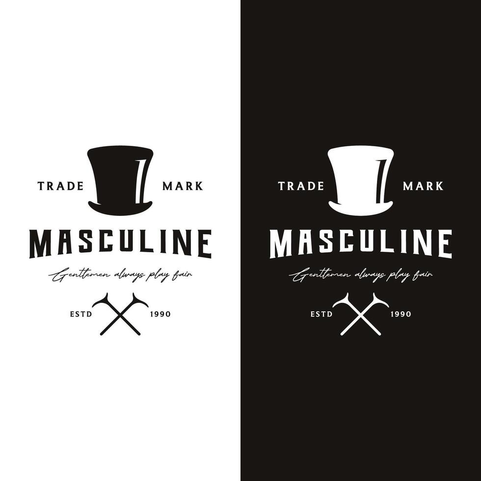 Vintage style masculine gentlemen logo template design.Logo for labels, clothing and men. vector