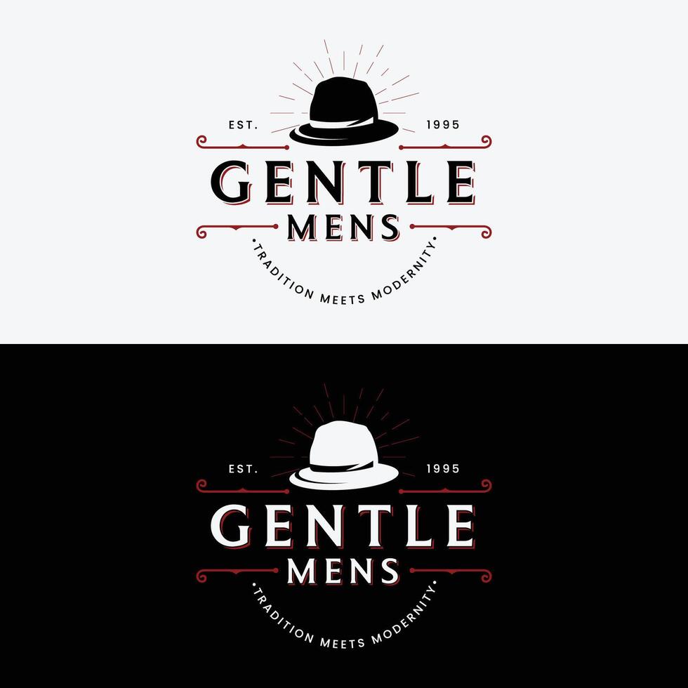 Vintage style masculine gentlemen logo template design.Logo for labels, clothing and men. vector