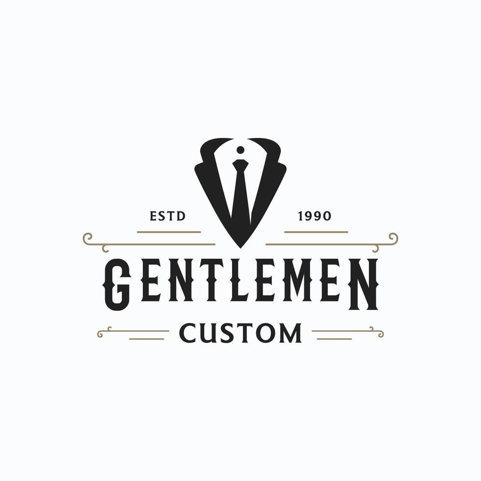 Vintage style masculine gentlemen logo template design.Logo for labels, clothing and men. vector