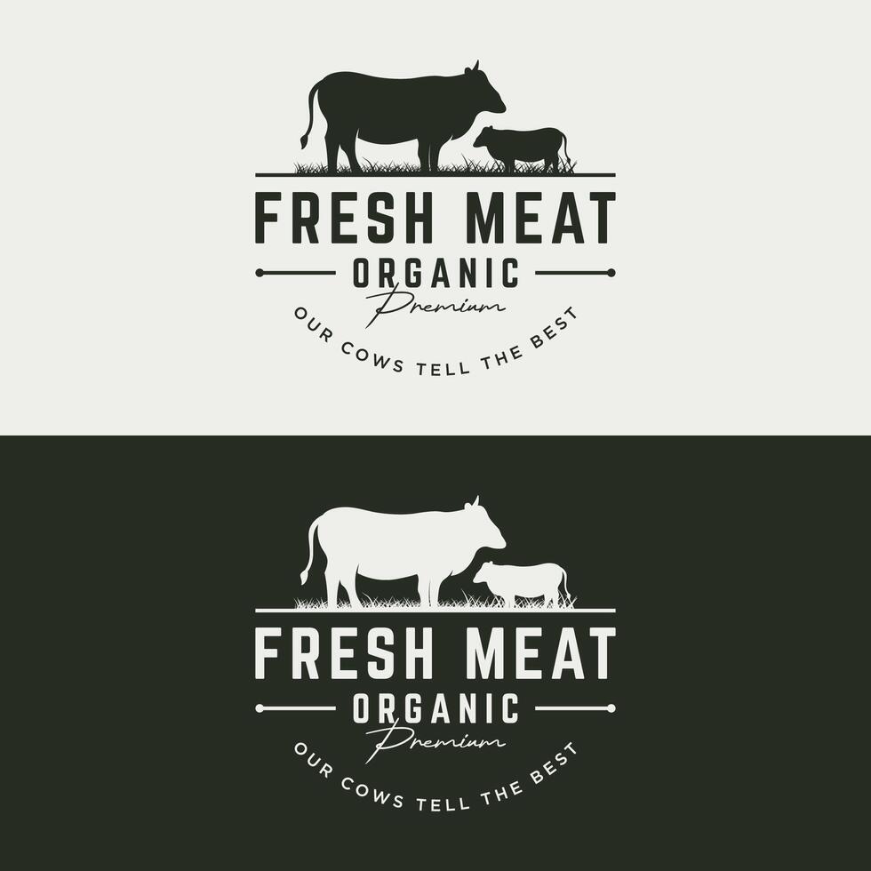 retro Clásico prima calidad orgánico animal granja logo diseño. logo para negocio, ganado, etiquetas y insignias vector