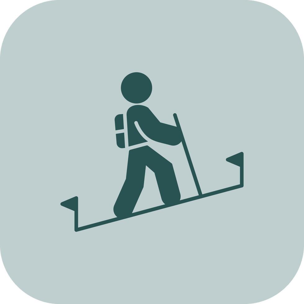 Hiking Glyph Tritone Icon vector