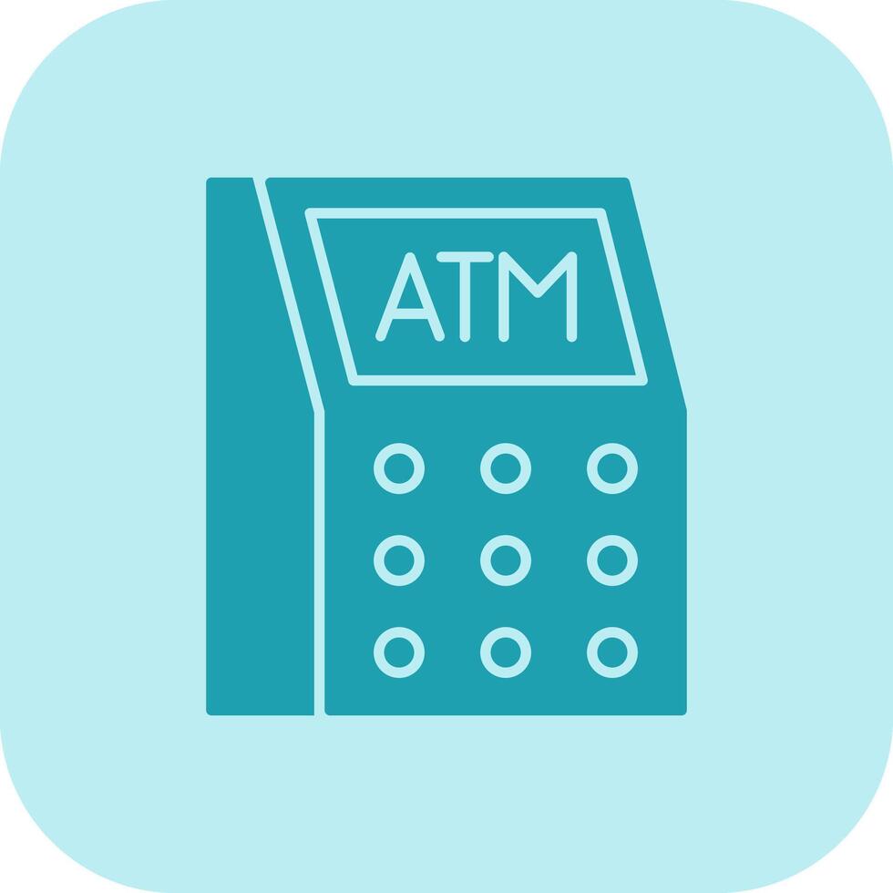 Atm Machine Glyph Tritone Icon vector