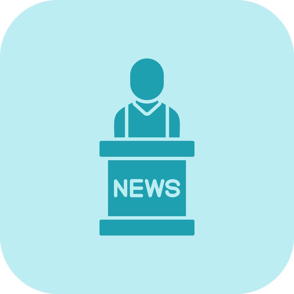 News Anchor Glyph Tritone Icon vector