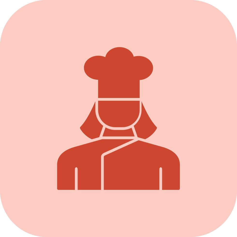 Lady Chef Glyph Tritone Icon vector