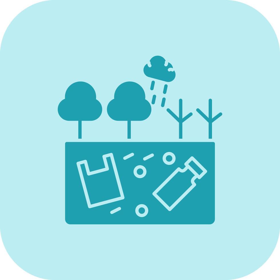 Land Pollution Glyph Tritone Icon vector