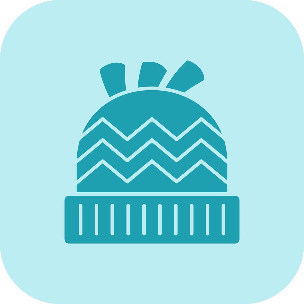 Winter Hat Glyph Tritone Icon vector