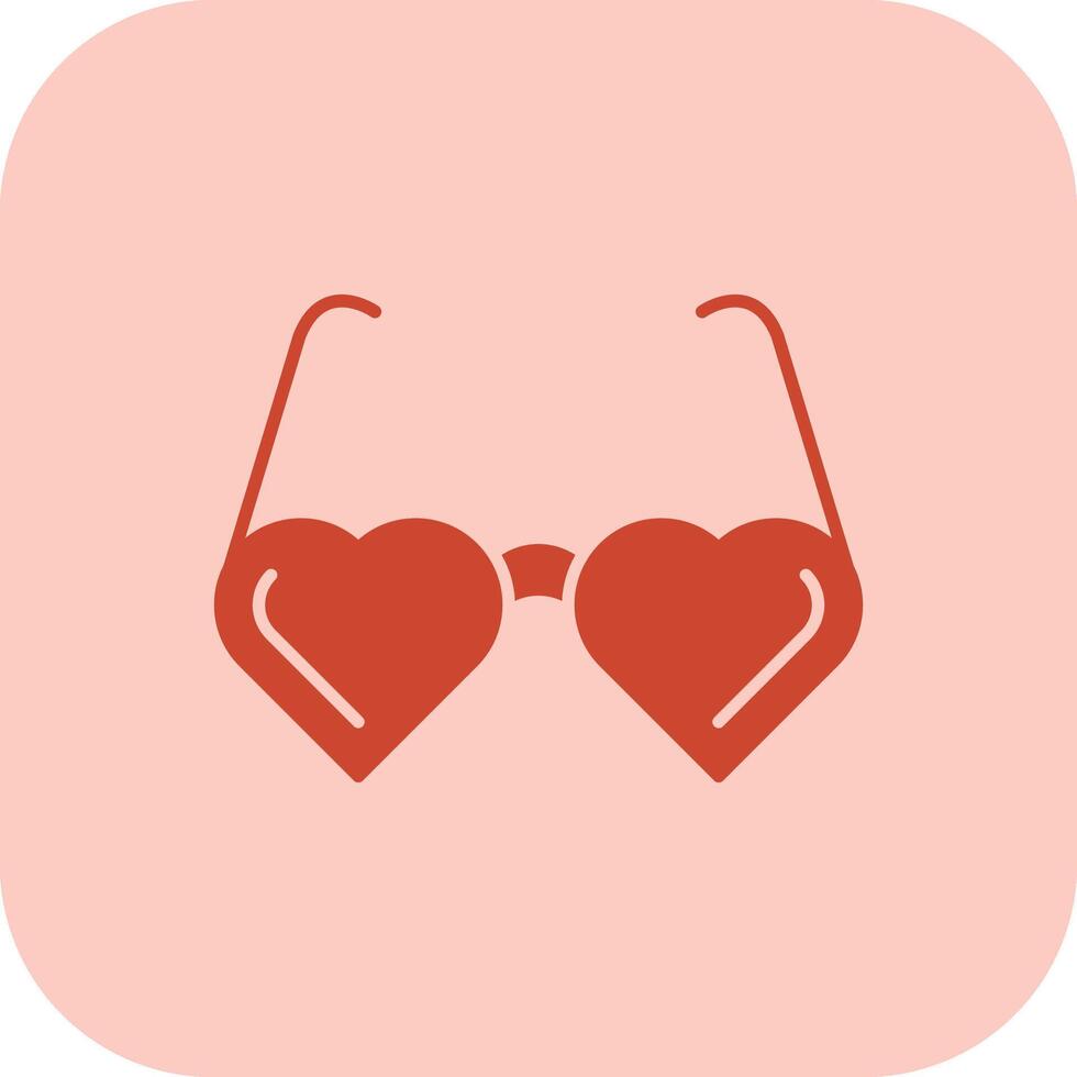 Heart Glasses Glyph Tritone Icon vector