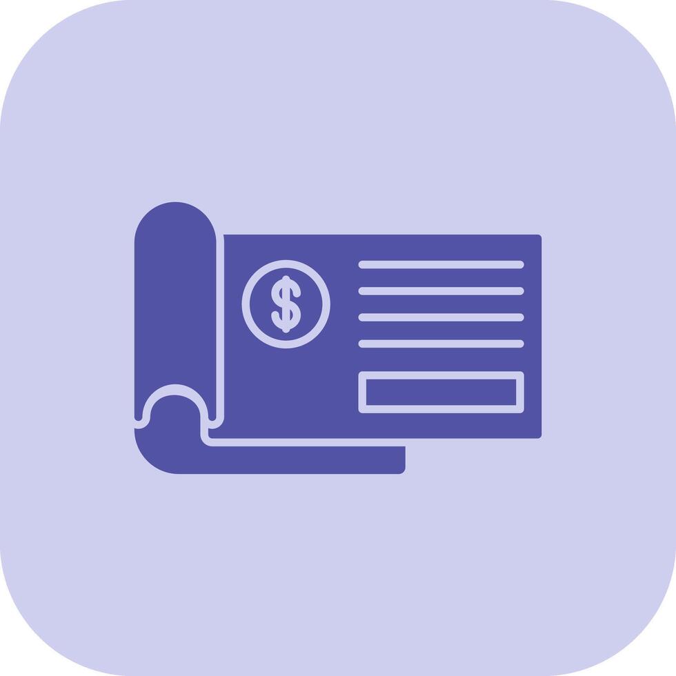 Bank Check Glyph Tritone Icon vector