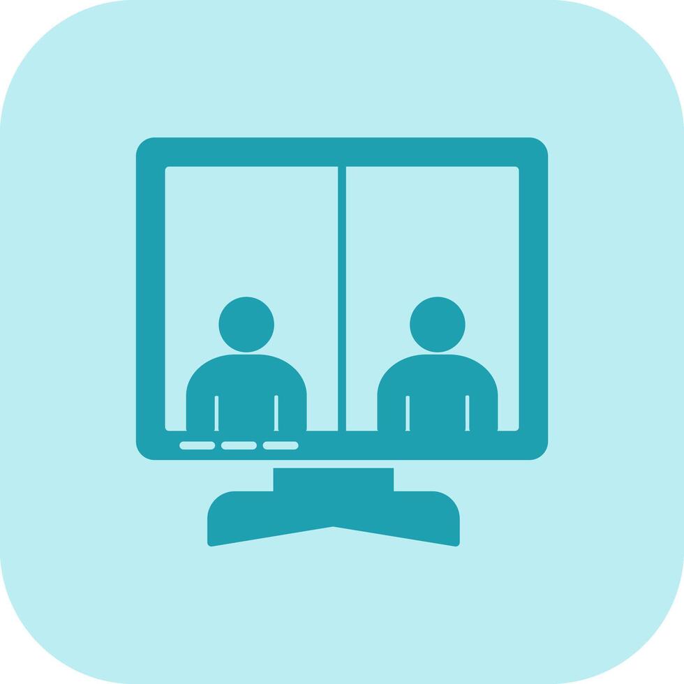 Online Meeting Glyph Tritone Icon vector