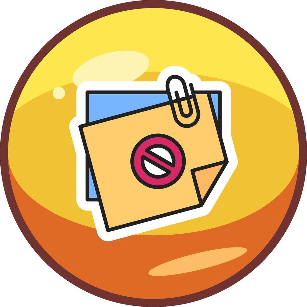 Sticky Notes Ban Vector Icon