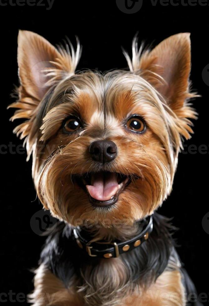 AI generated Adorable Yorkshire Terrier with a big smile photo